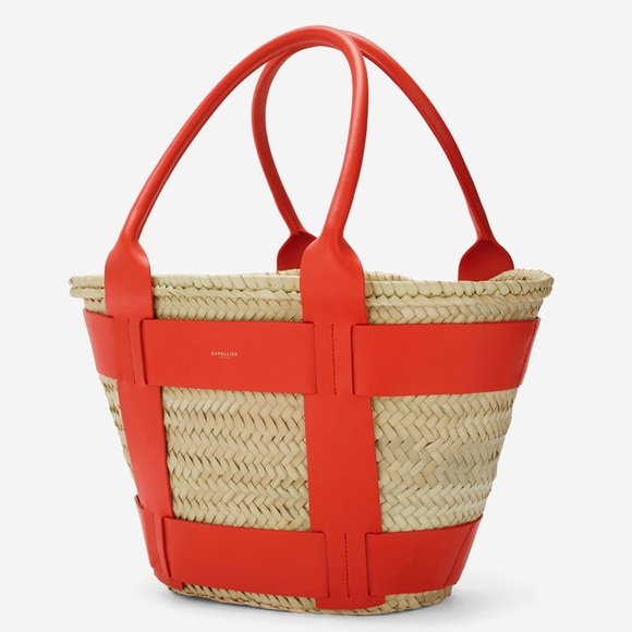 Demellier. REDUCED.Santorini Handbag.Straw and Leather.Shoulder Satchel TAGS - Picture 1 of 8